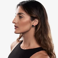 Silver Treasures Genuine Stone Black Onyx Sterling Silver 12mm Oval Stud Earrings