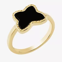 Silver Treasures Genuine Stone Womens Black Onyx 14K Gold Over Butterfly Delicate Band
