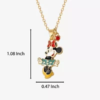 Disney Classics Womens Red Crystal 18K Gold Over Brass Bow 18 Inch Pendant Necklace