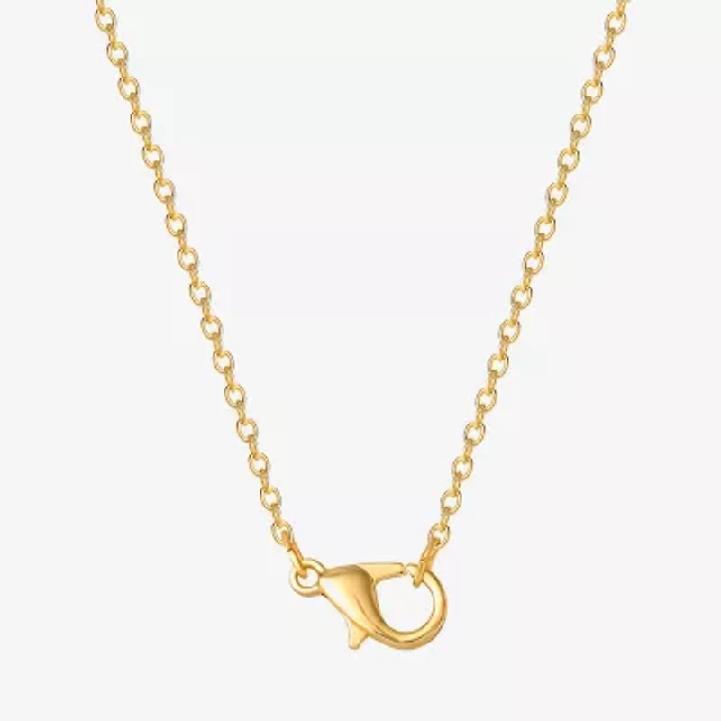 Disney Classics Womens Blue Crystal 18K Gold Over Brass 18 Inch Pendant Necklace