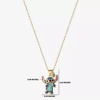 Disney Classics Womens Blue Crystal 18K Gold Over Brass 18 Inch Pendant Necklace