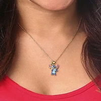 Disney Classics Womens Blue Crystal 18K Gold Over Brass 18 Inch Pendant Necklace