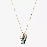 Disney Classics Womens Blue Crystal 18K Gold Over Brass 18 Inch Pendant Necklace
