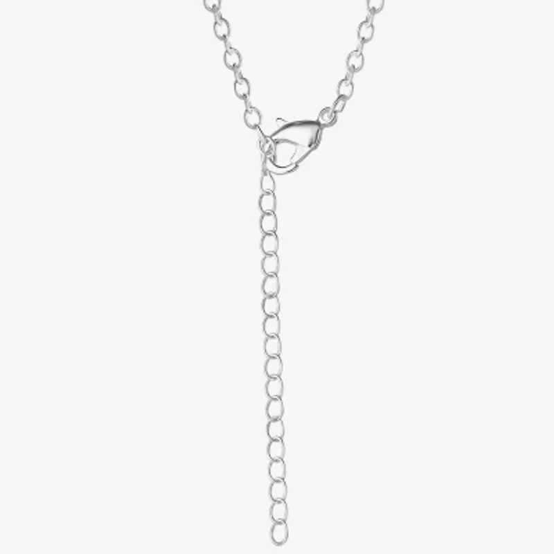 Cheer Bear Womens Crystal Pure Silver Over Brass 16 Inch Pendant Necklace