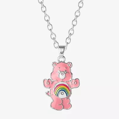 Cheer Bear Womens Crystal Pure Silver Over Brass 16 Inch Pendant Necklace