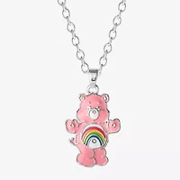 Cheer Bear Womens Crystal Pure Silver Over Brass 16 Inch Pendant Necklace