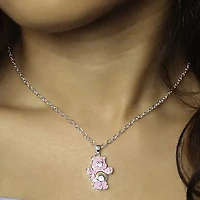Cheer Bear Womens Crystal Pure Silver Over Brass 16 Inch Pendant Necklace