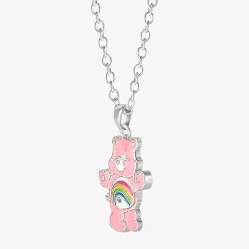 Cheer Bear Womens Crystal Pure Silver Over Brass 16 Inch Pendant Necklace