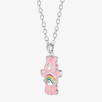 Cheer Bear Womens Crystal Pure Silver Over Brass 16 Inch Pendant Necklace
