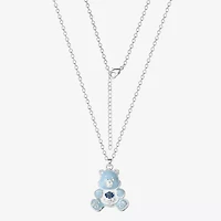 Grumpy Bear Womens Blue Crystal Pure Silver Over Brass 16 Inch Pendant Necklace