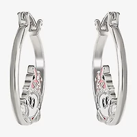Disney Classics Womens Crystal 22.8mm Bow Minnie Mouse Hoop Earrings
