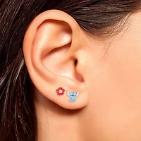 Disney Classics Womens Flower Lilo & Stitch 2 Pair Earring Set