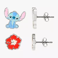 Disney Classics Womens Flower Lilo & Stitch 2 Pair Earring Set