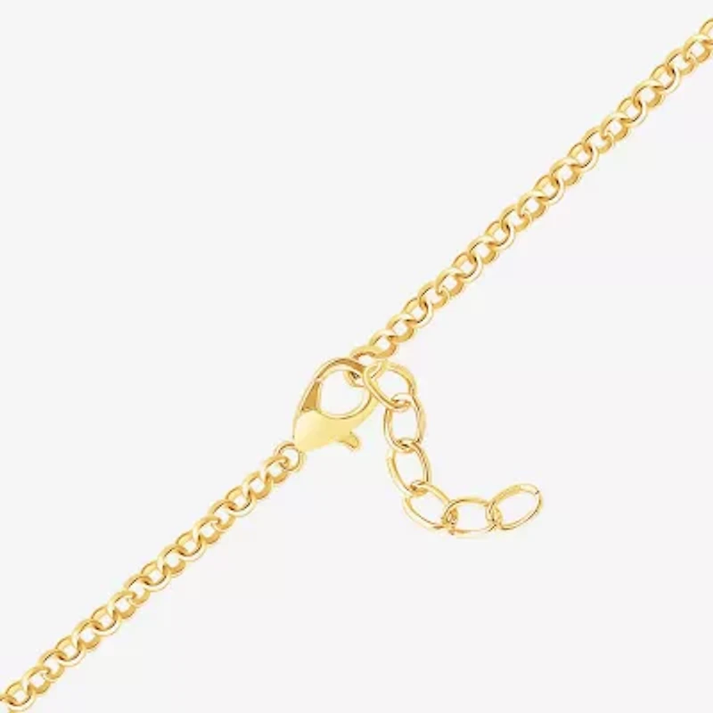 Disney Classics Womens Crystal 18K Gold Over Brass Flower Lilo & Stitch Charm Bracelet