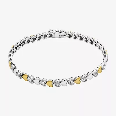 Sparkle Allure Womens Natural Diamond Accent Pure Silver Over Bronze Heart Inch Tennis Bracelet