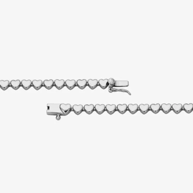 Sparkle Allure Womens Natural Diamond Accent Pure Silver Over Bronze Heart 7.25 Inch Tennis Bracelet