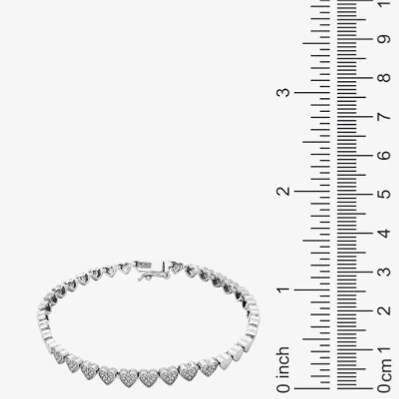 Sparkle Allure Womens Natural Diamond Accent Pure Silver Over Bronze Heart 7.25 Inch Tennis Bracelet