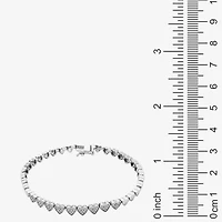 Sparkle Allure Womens Natural Diamond Accent Pure Silver Over Bronze Heart 7.25 Inch Tennis Bracelet