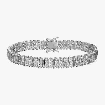 Sparkle Allure Womens Natural Diamond Accent Pure Silver Over Bronze 7.25 Inch Tennis Bracelet