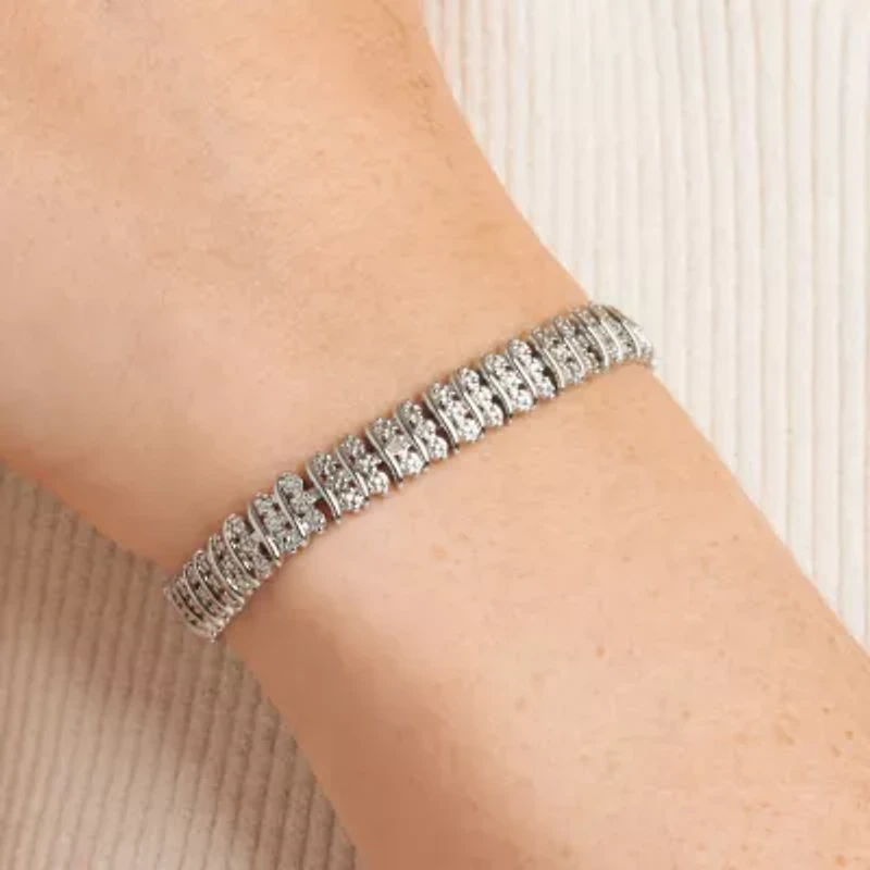 Sparkle Allure Womens Natural Diamond Accent Pure Silver Over Bronze 7.25 Inch Tennis Bracelet