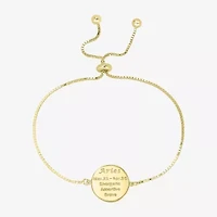 Sparkle Allure Zodiac Coin Womens Crystal 14K Gold Over Brass Round Bolo Bracelet