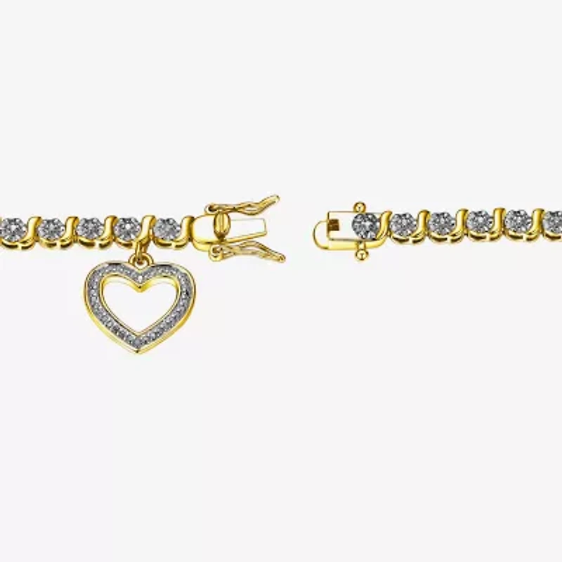 Sparkle Allure Womens Natural Diamond Accent Heart 7.25 Inch Tennis Bracelet