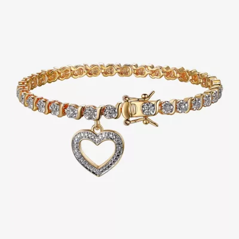 Sparkle Allure Womens Natural Diamond Accent Heart 7.25 Inch Tennis Bracelet