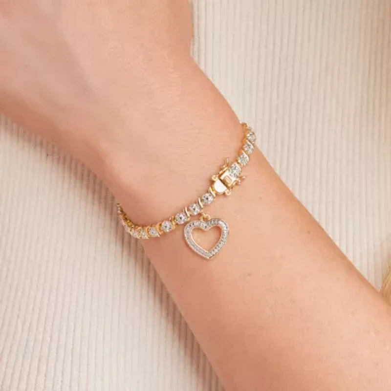 Sparkle Allure Womens Natural Diamond Accent Heart 7.25 Inch Tennis Bracelet