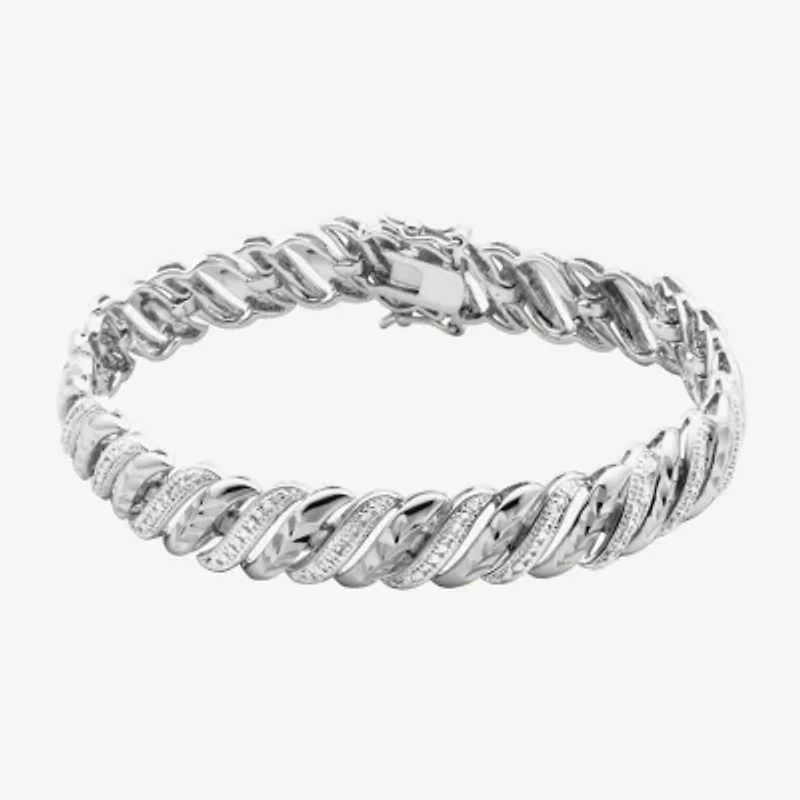 Sparkle Allure Womens Natural Diamond Accent Pure Silver Over Bronze Inch Tennis Bracelet