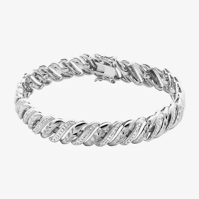 Sparkle Allure Womens Natural Diamond Accent Pure Silver Over Bronze Inch Tennis Bracelet