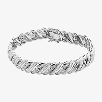 Sparkle Allure Womens Natural Diamond Accent Pure Silver Over Bronze Inch Tennis Bracelet