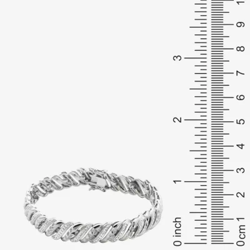 Sparkle Allure Womens Natural Diamond Accent Pure Silver Over Bronze Inch Tennis Bracelet