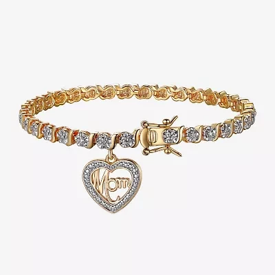 Sparkle Allure Mom Womens Natural Diamond Accent Heart 7.25 Inch Tennis Bracelet