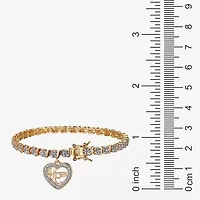 Sparkle Allure Mom Womens Natural Diamond Accent Heart 7.25 Inch Tennis Bracelet