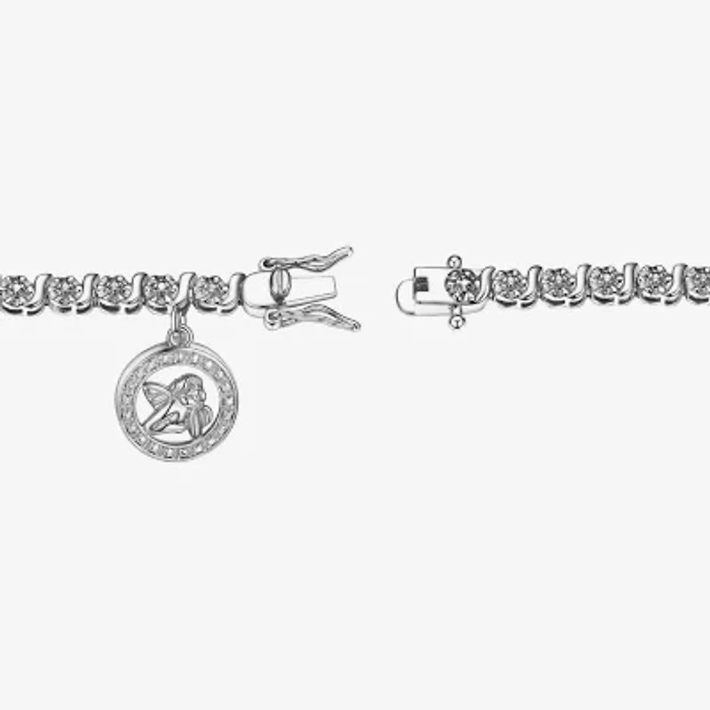 Sparkle Allure Womens Natural Diamond Accent Pure Silver Over Bronze Angel 7.25 Inch Tennis Bracelet