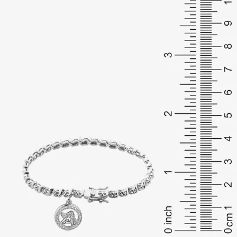 Sparkle Allure Womens Natural Diamond Accent Pure Silver Over Bronze Angel 7.25 Inch Tennis Bracelet