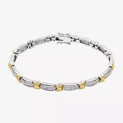 Sparkle Allure Womens Natural Diamond Accent Pure Silver Over Bronze 7.5 Inch Tennis Bracelet