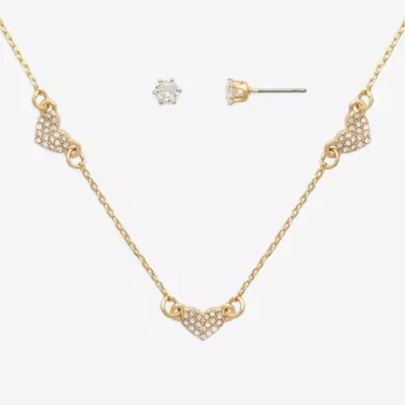 Mixit Womens Cubic Zirconia Heart Hypoallergenic 2-pc. Jewelry Set