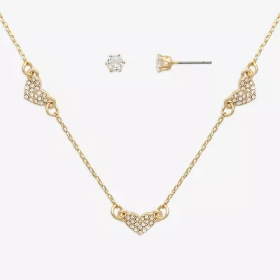 Mixit Womens Cubic Zirconia Heart Hypoallergenic 2-pc. Jewelry Set