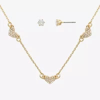 Mixit Womens Cubic Zirconia Heart Hypoallergenic 2-pc. Jewelry Set
