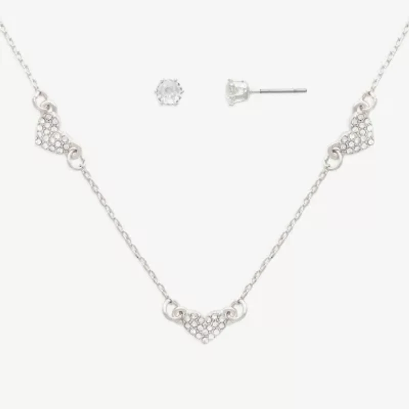 Mixit Womens Cubic Zirconia Heart Hypoallergenic 2-pc. Jewelry Set