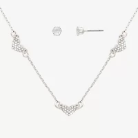 Mixit Womens Cubic Zirconia Heart Hypoallergenic 2-pc. Jewelry Set