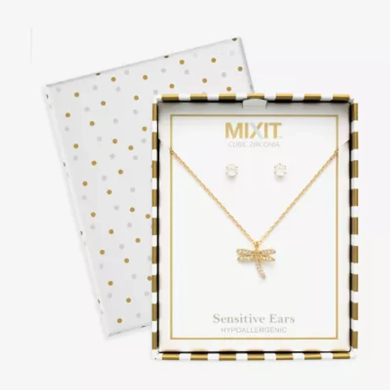 Mixit Womens Cubic Zirconia Hypoallergenic 2-pc. Jewelry Set