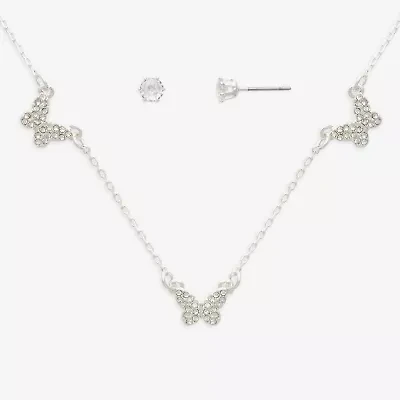 Mixit Womens Cubic Zirconia Butterfly Hypoallergenic 2-pc. Jewelry Set