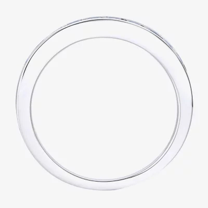 Womens Lab Created Blue Sapphire Sterling Silver Side Stone Band
