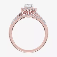 (G-H / Si1-Si2) Womens 7/8 CT. T.W. Lab Grown White Diamond 10K Gold Side Stone Halo Bridal Set