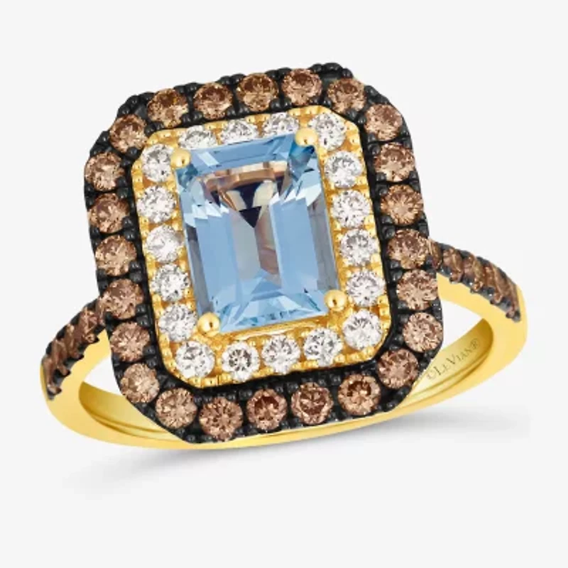 Le Vian® Ring featuring Sea Blue Aquamarine® Chocolate Diamonds® Nude Diamonds™ set in 14K Honey Gold™