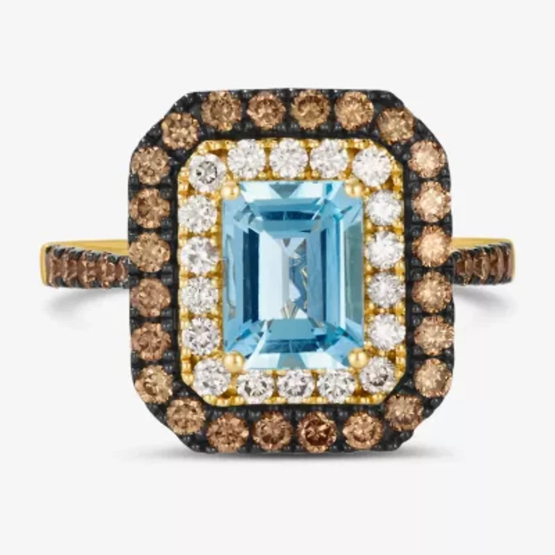 Le Vian® Ring featuring Sea Blue Aquamarine® Chocolate Diamonds® Nude Diamonds™ set in 14K Honey Gold™