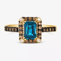 Le Vian® Ring featuring Deep Sea Blue Topaz™ Chocolate Diamonds® Nude Diamonds™ set 14K Honey Gold™