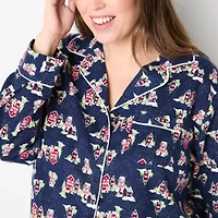 Liz Claiborne Womens Flannel Long Sleeve 2-pc. Plus Pajama Sets